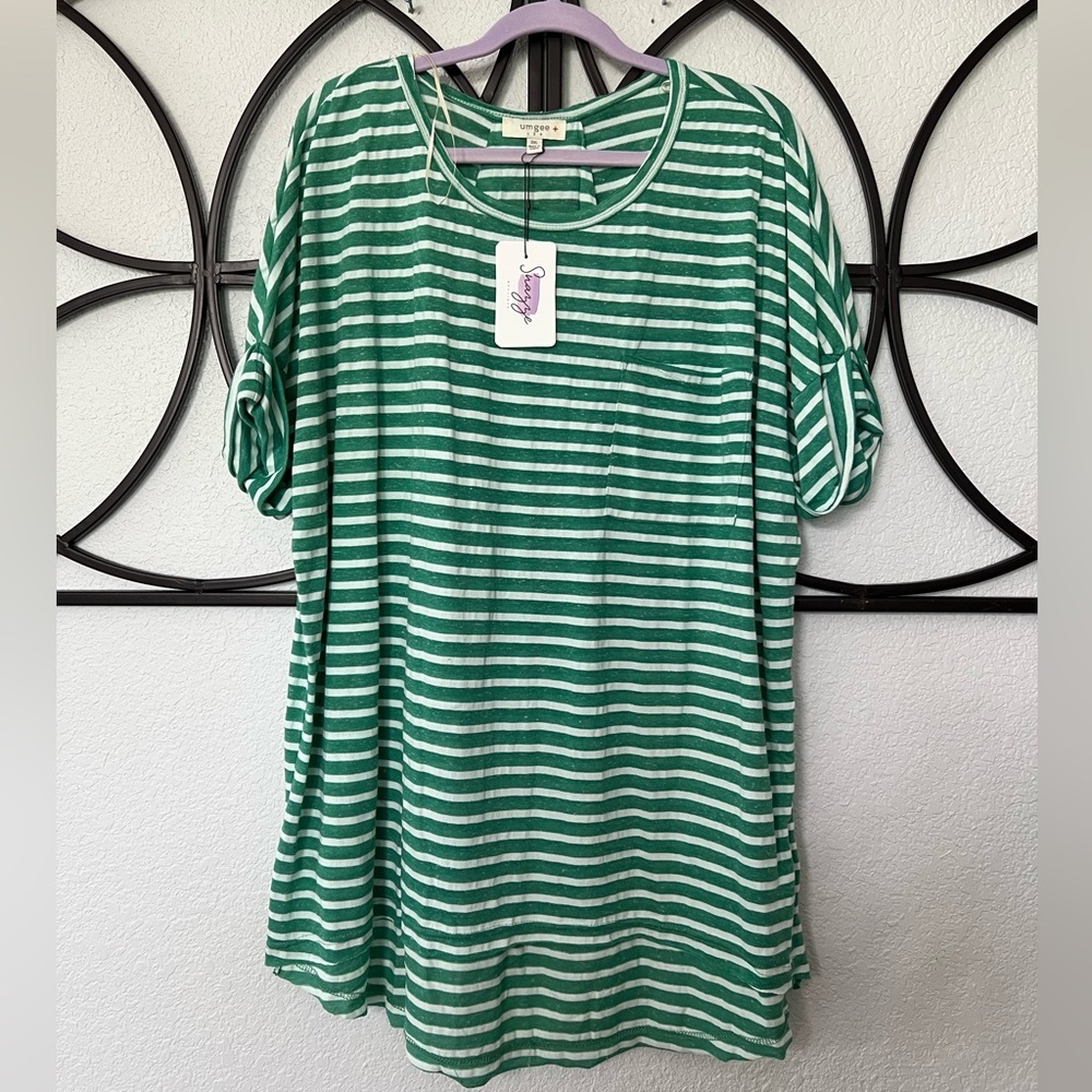 Striped Short Sleeve Shirt with Pocket​